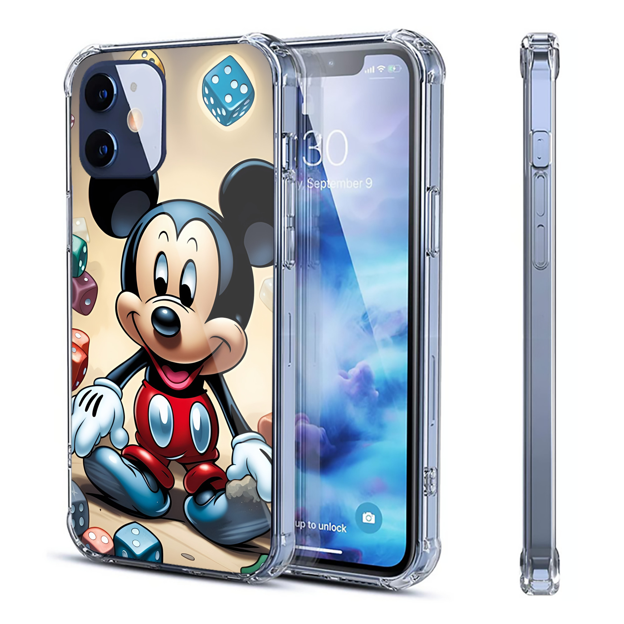 （画像用） ミッキーマウス Mickey Mouse 【iPhone 12シリーズ対応】透明スマホケース（クリアソフトケース）